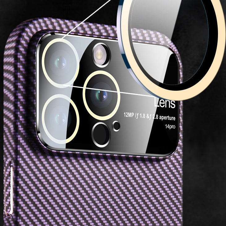 Magnétique fibre de carbone Grande fenêtre cas de téléphone gelé