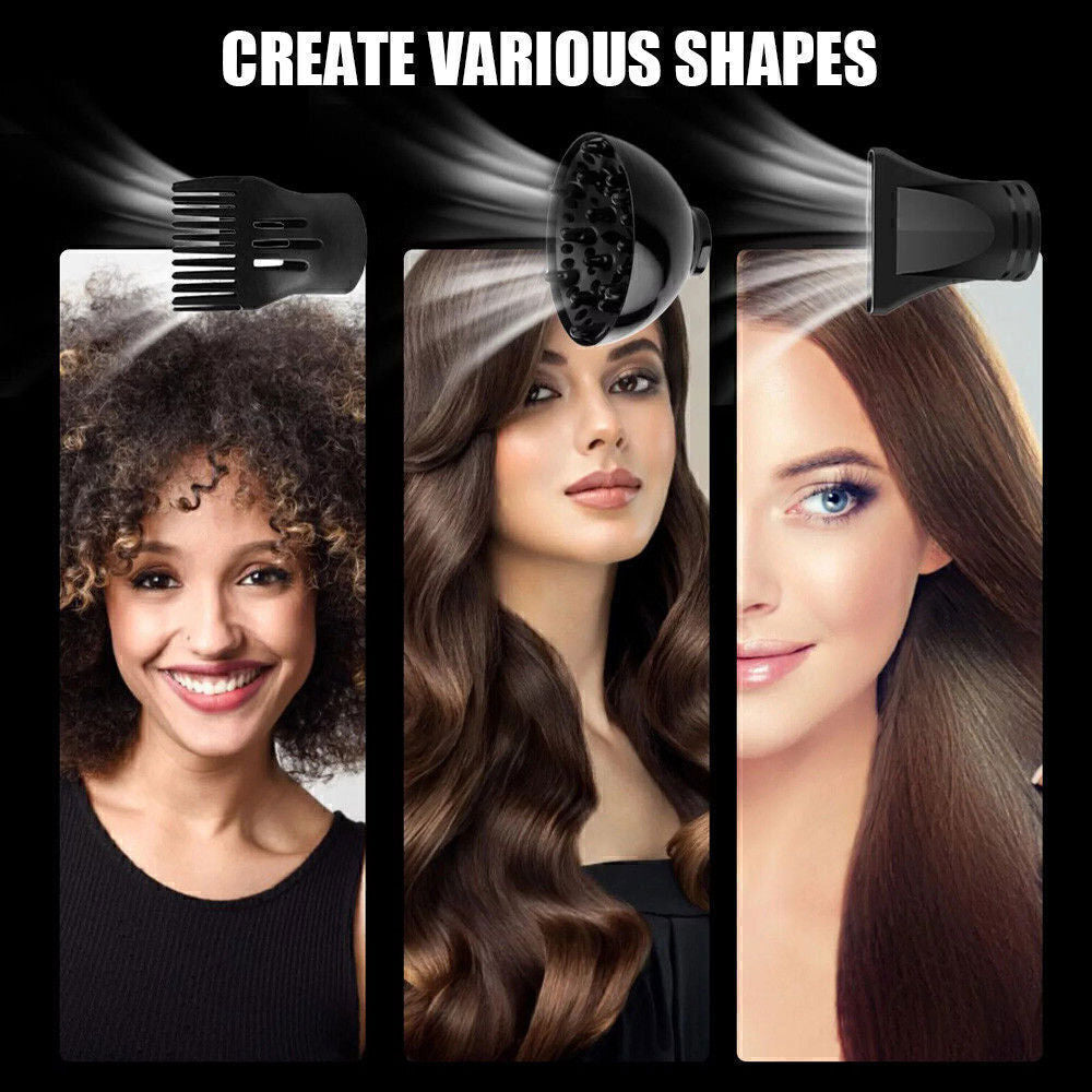 Séchoir professionnel à cheveux Buse faible bruit Ionique Séchoir à cheveux avec diffuseur Blu