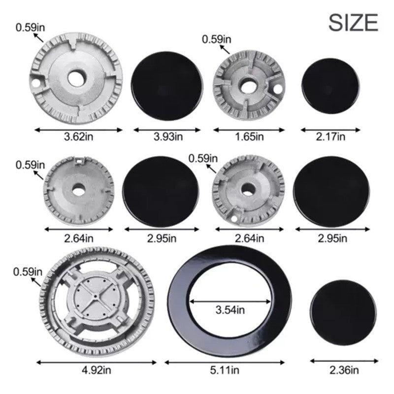 5Pcs Set Cooker Oven Gas Hob Rapid Burner Caps Crown Ring Tops Kit Couverture de flamme