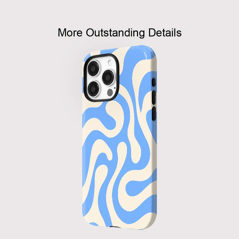Design minimaliste de boîtier de téléphone à rayures bleues