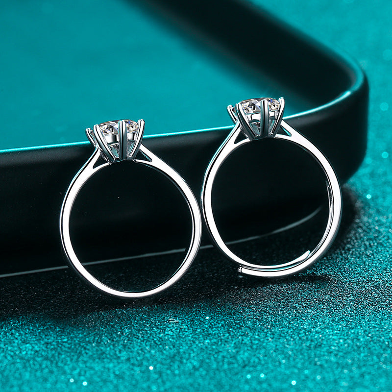 Moissanite 925 Anneau en argent sterling fille