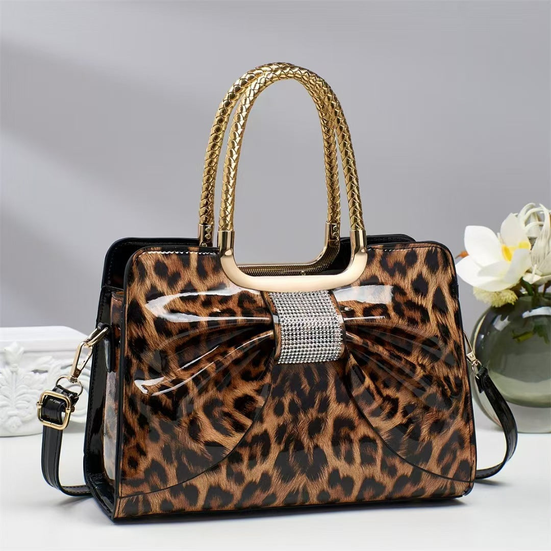 Chaud-pierre embellie Versatile Mode Chic Leopard-print Sac Femmes
