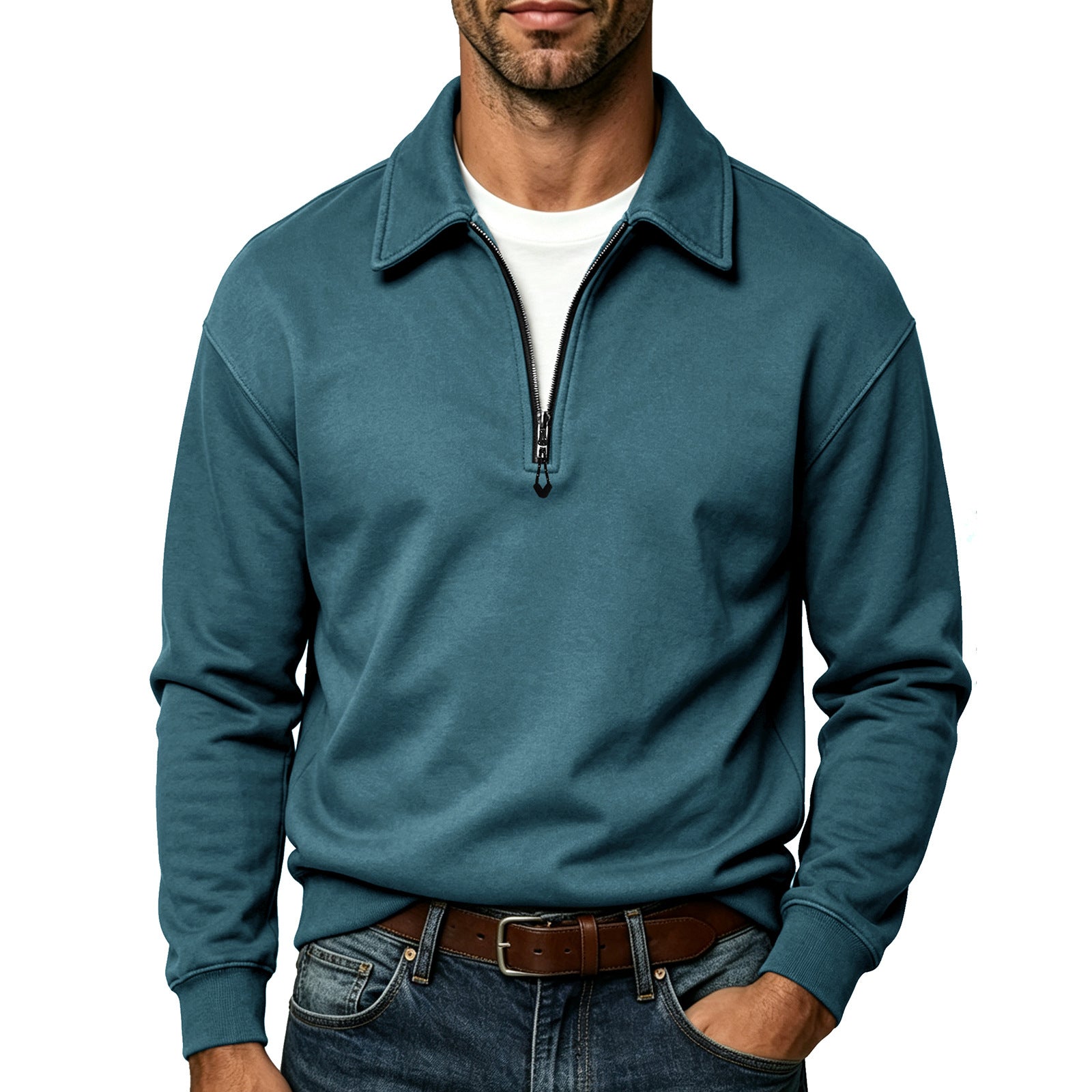 Top Hoodie Homme Plus Taille Lapel-Zip