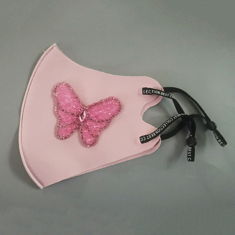 Strass Smiley Butterfly Pattern Bloc solaire et masque anti-poussière