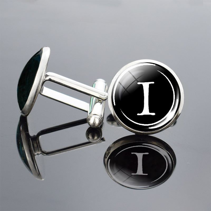 26 Lettre anglaise Cufflinks Metal Time Gem