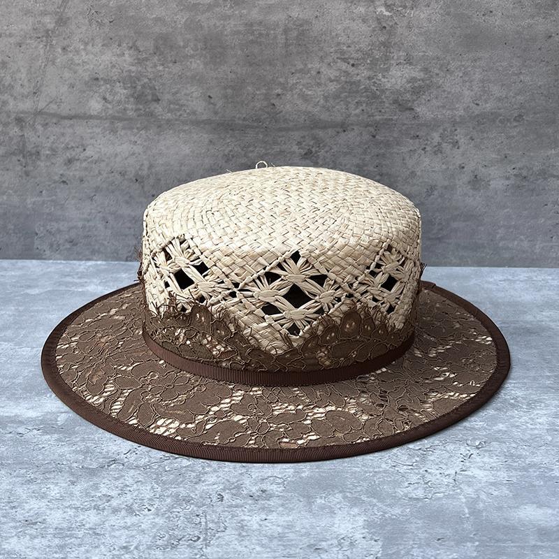 Handmade Raffia Vintage Lace Sun Hat