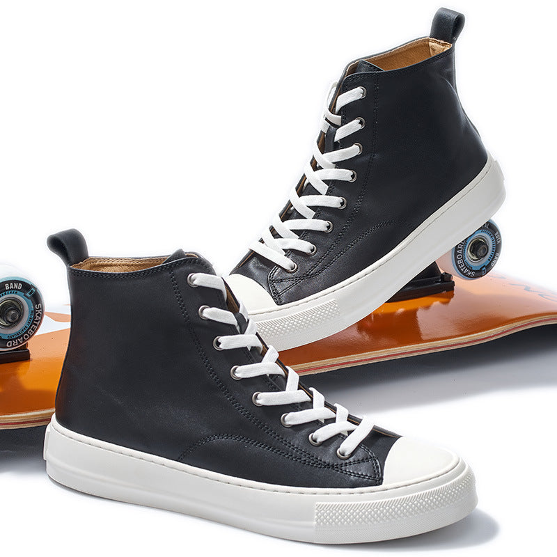 Sneakers de style retro japonais et coréen en cuir véritable