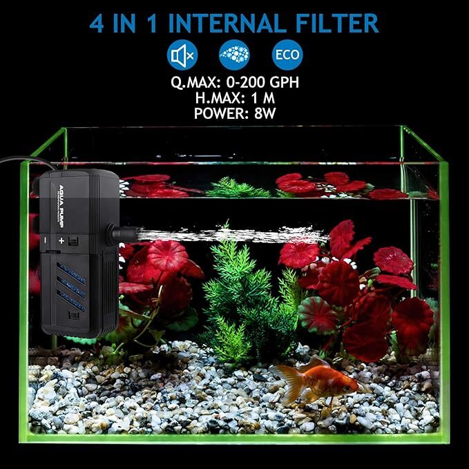 4 En 1 Aquarium réservoir de poisson filtre pompe d'eau filtre de purificateur interne