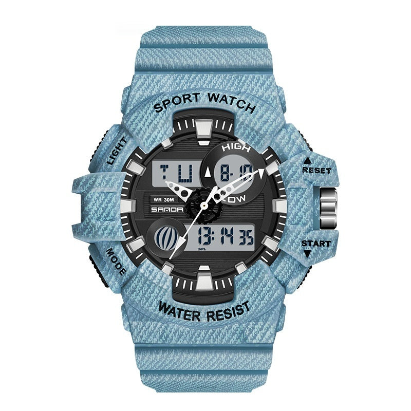 Trendy Sports Montre électronique Mode Double affichage Grand Cadran Lumineux Imperméable Unise
