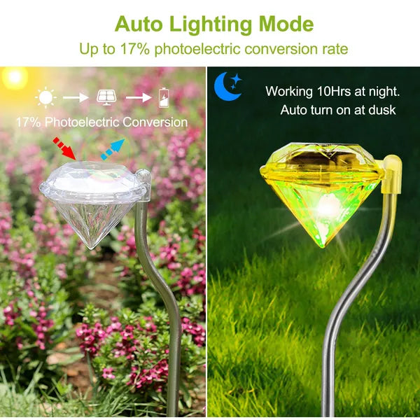4Pcs Solar Garden Light Outdoor Diamond LED Light IP65 Lampe décorative étanche