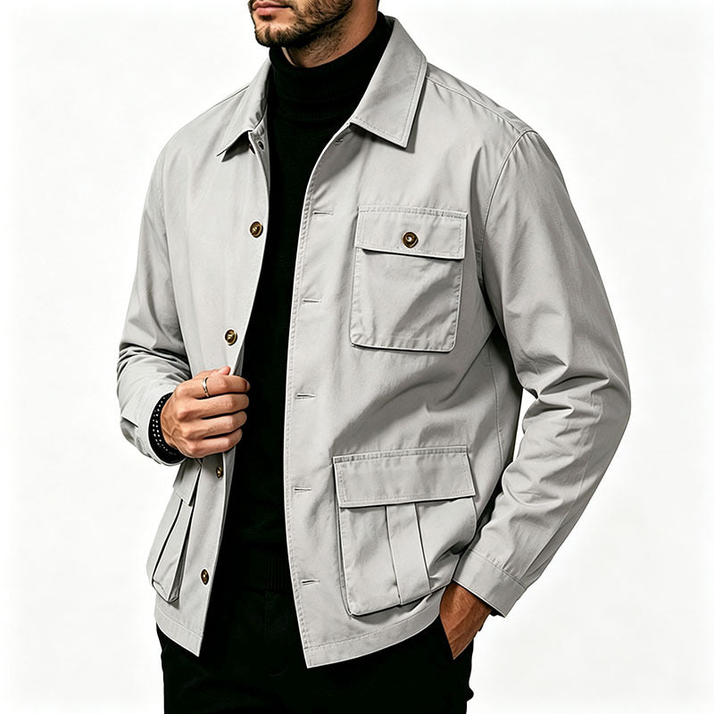 Commerce extérieur Automne Veste Homme Grande Taille Lapel Multi-pocket Tendance All-atch Work Coat