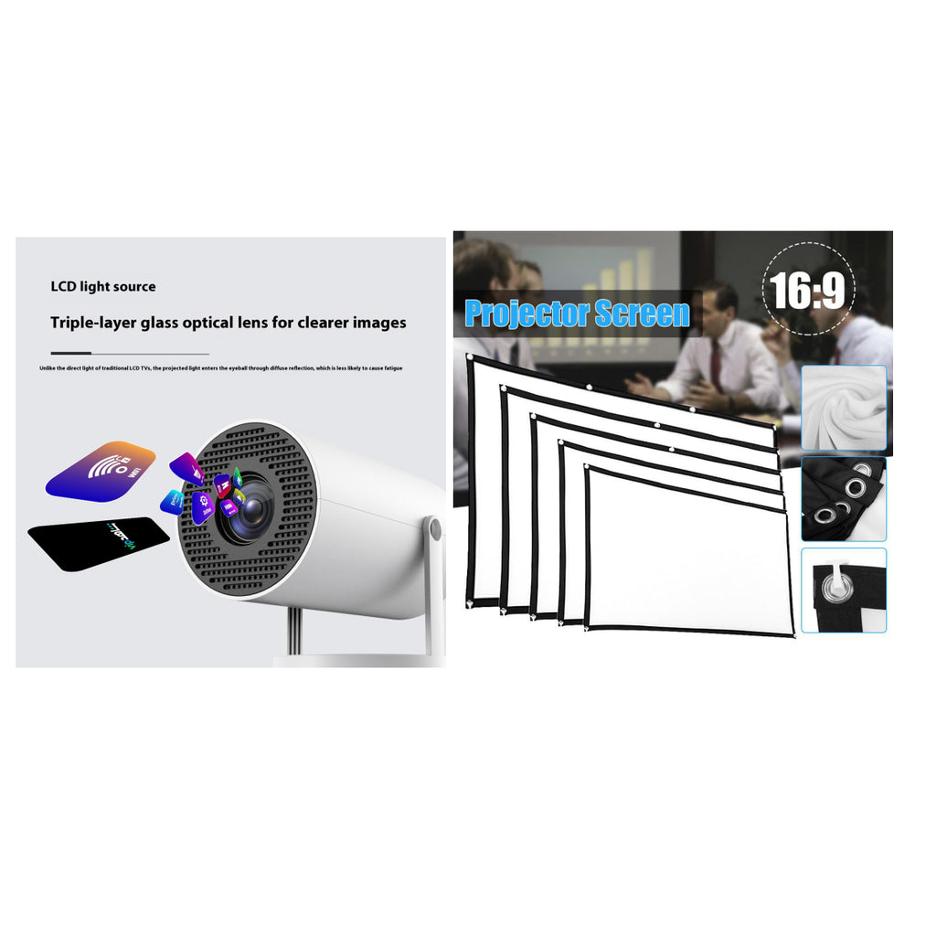 Projecteur portable Petit projecteur droit pour usage domestique 180 degrés Angle de projection Auto