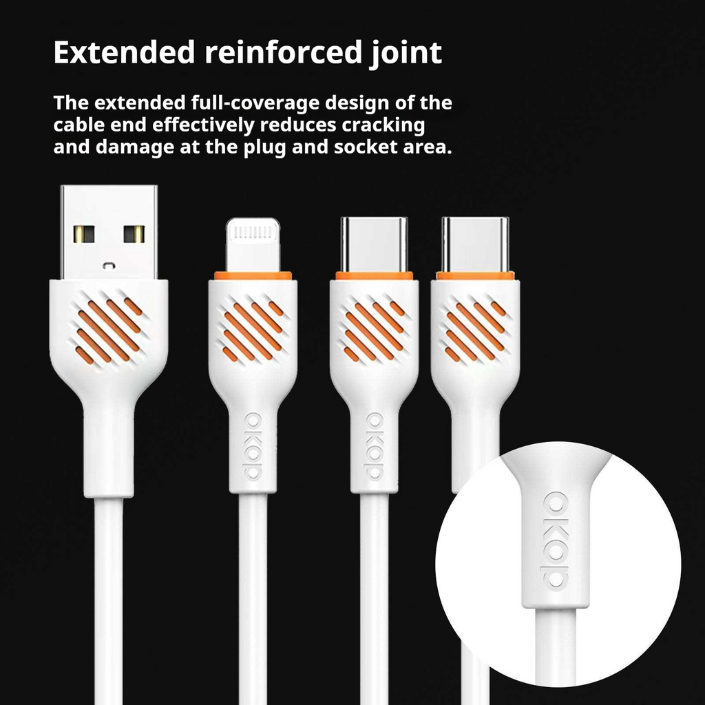 KP-317 Câble de données à charge rapide 65W Câble de recharge de téléphone portable épais compatible avec