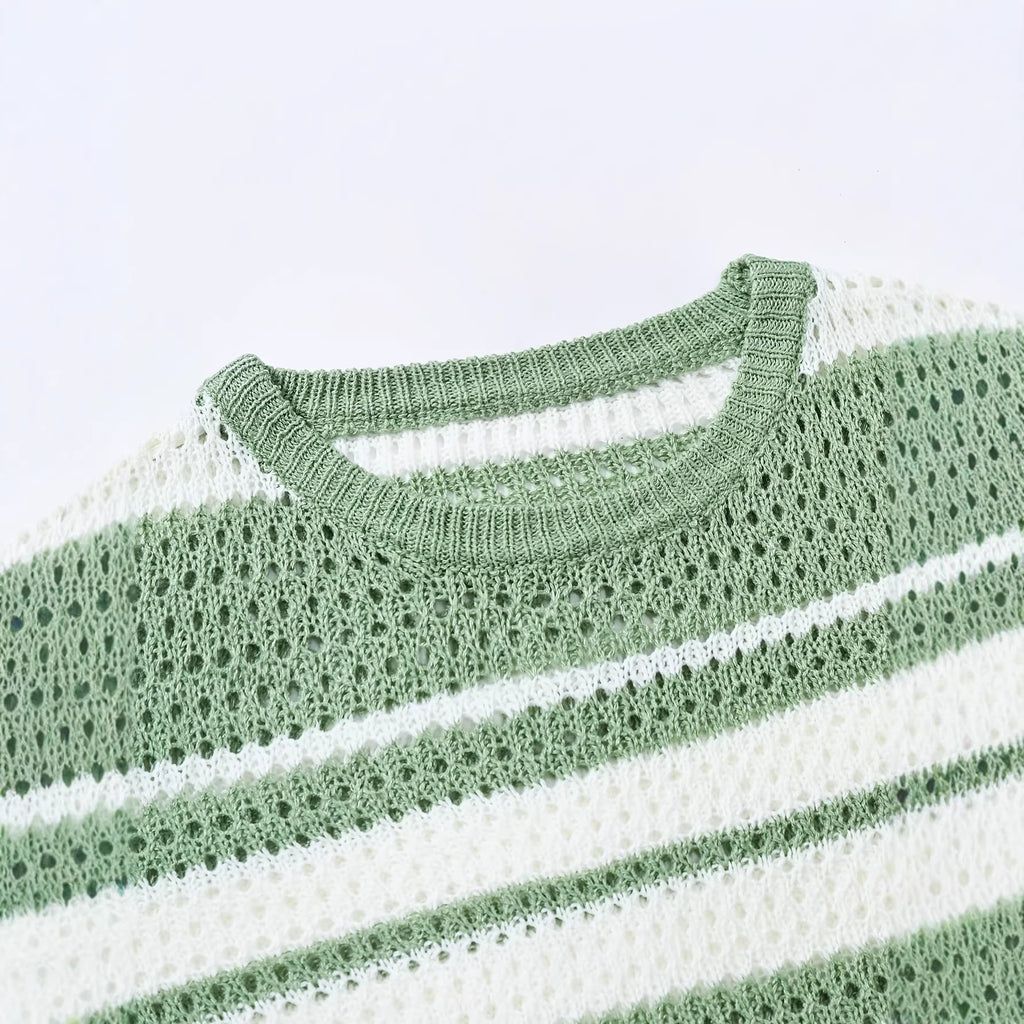 Chemise casual à manches courtes homme avec un design retro rayé