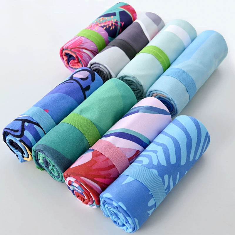 Serviette de plage en microfibre à double bord de corail
