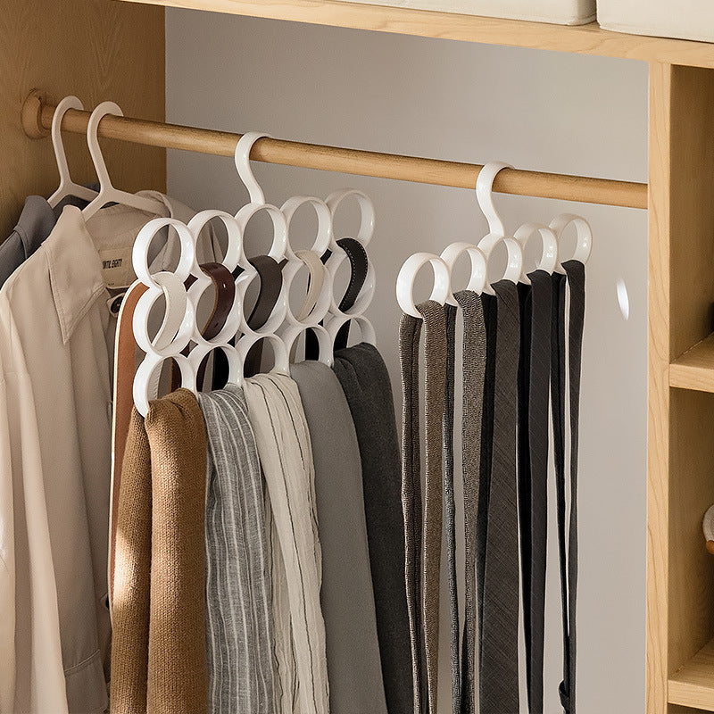 Hanger de vêtements blancs avec boucles en plastique créatif 15-ring sac écharpe