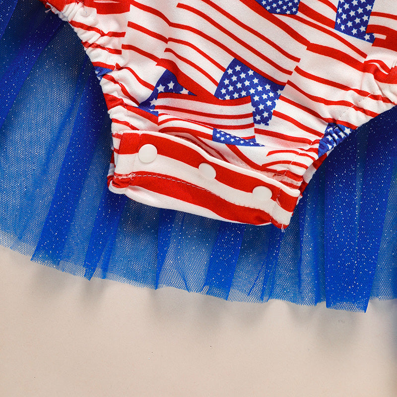 Baby's Independence Day Style Flag Pattern Triangle Bodysuit