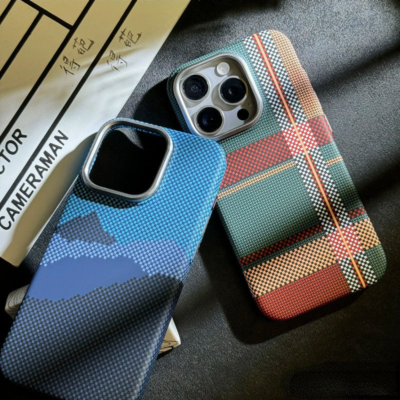 Case de téléphone Kevlar Carbon Fibre motif aspiration magnétique