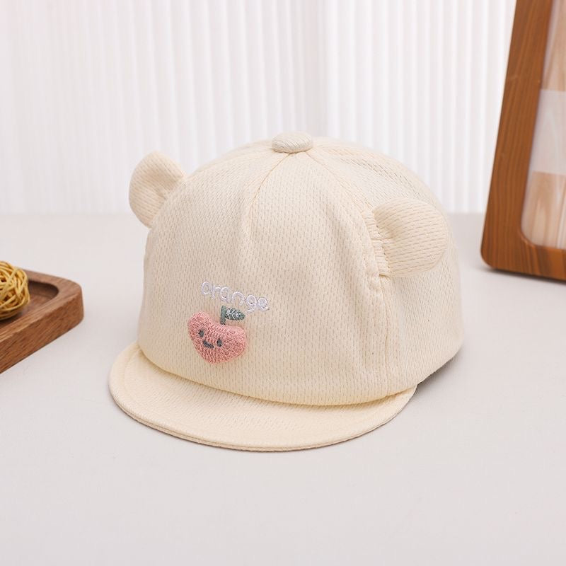 Printemps et été Mesh respirant bébé doux Brimmed Bow Cap lettres brodées Cute Cherr