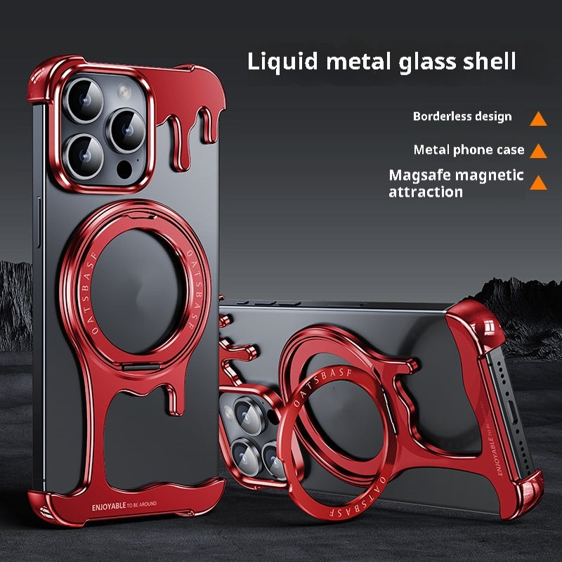 Nu sans cadre liquide Feel Phone Case Support magnétique