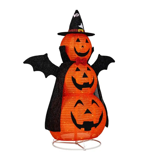 5ft Orange 3-Tier tissu rétractable citrouille Halloween Light Decor avec Cape & Wings