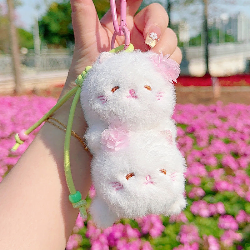 Mignon cerise Blossom Kitten Plush Rangement Kawaii Sac Charm