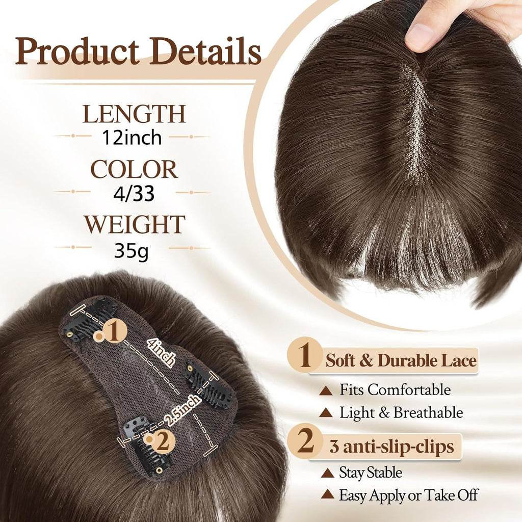 Wig Women's Natural Lightweight Breathable Cover Cheveux Gris Invisibles