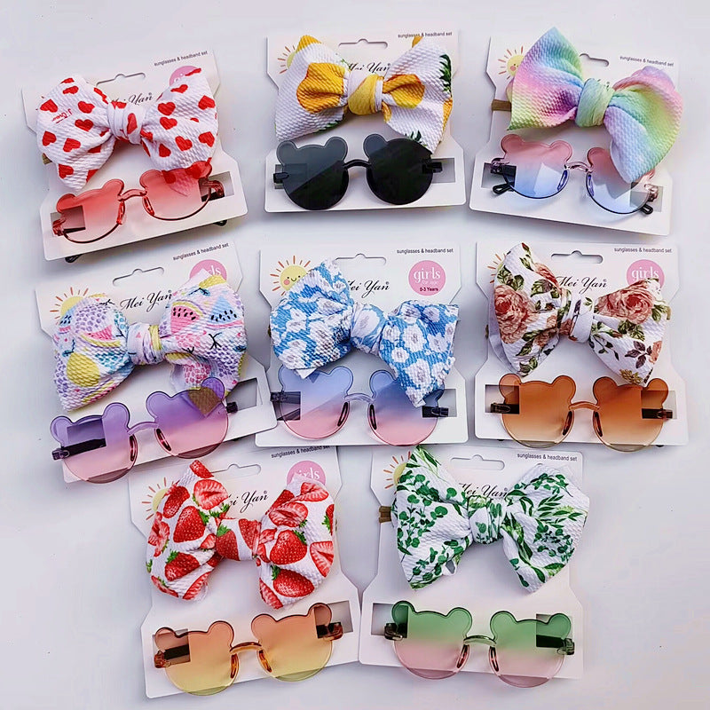 Lunettes de soleil pour enfants et ensemble de bande à cheveux à imprimé fruit