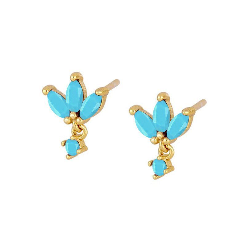 S925 Boucles d'oreilles à aiguille en argent avec conception de papillon de Zircon