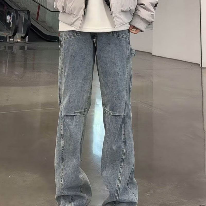 Jeans Homme Légèrement Évasés Bleu Rétro