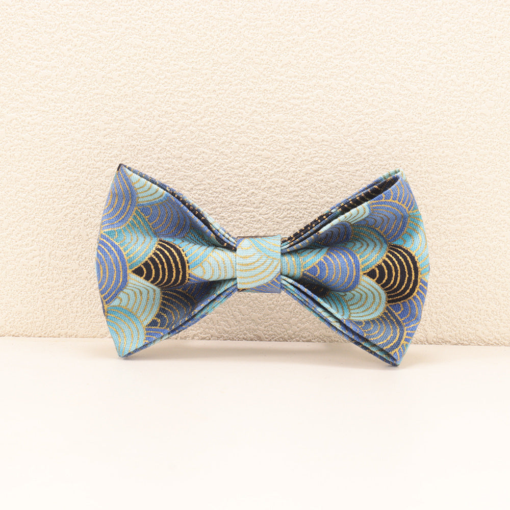 Collier de chien bleu nuancé-pattern doré