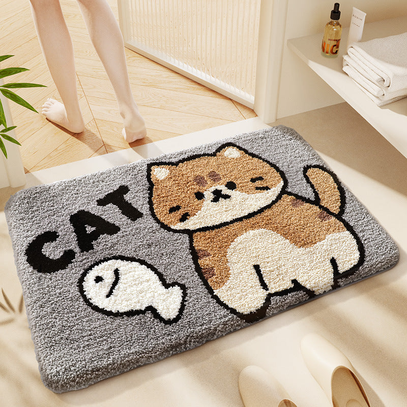 Tapis de bain de salle de bain de faux-cashmere épais