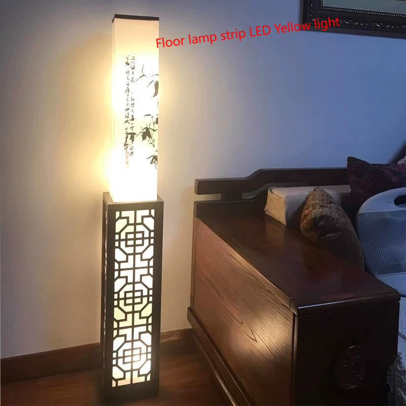 Lampadaire moderne chinois en bois massif dimmable LED
