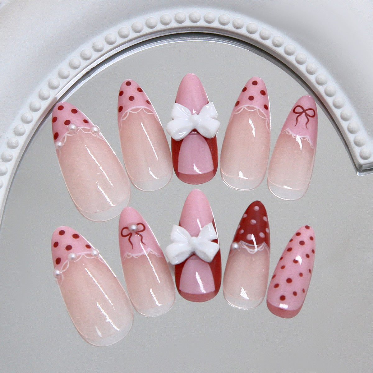 Conseils d'ongle amovible à la mode avec dentelle et Bow 24 pièces
