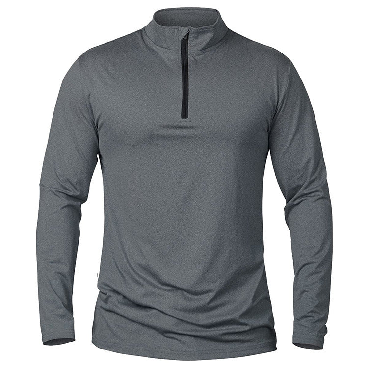Pullover pour hommes d'Amazon Long Sleeve Sports Leisure Half Zipper Golf Long Sleeve Solid Color