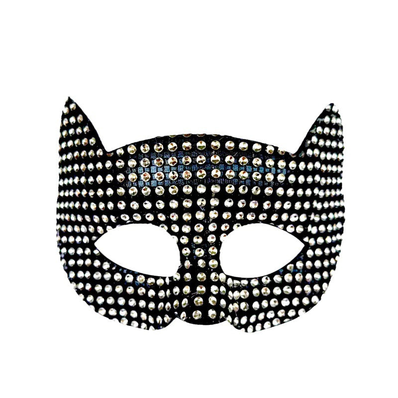 Performance Masquerade d'Halloween Cristaux Stick-on Cat Hommes et femmes Masque