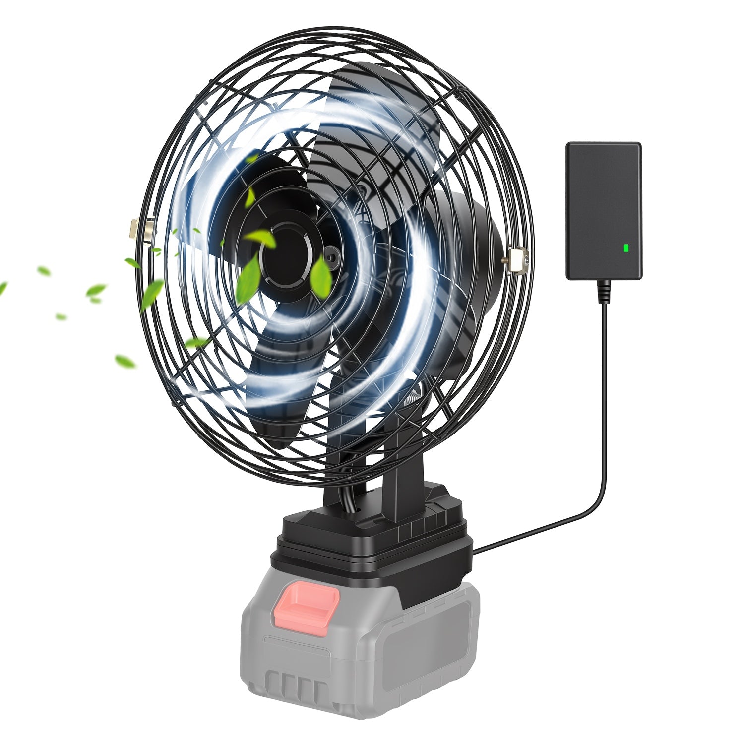 1Pc 9.06 Ventilateur d'emploi portable compatible avec un ventilateur d'atelier sans fil de batterie 21V avec 2 S