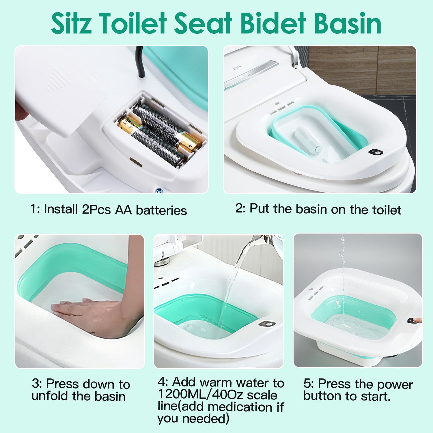 1Pc pliable postpartum Soin Basin Sitz Toilette Siège Bidet Basin Batterie Powered Toilettes