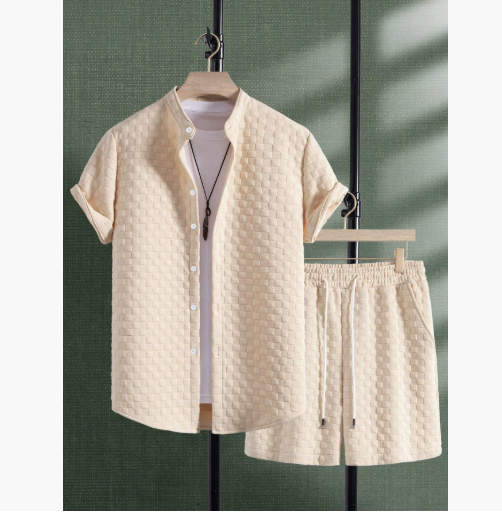 Chemise à manches courtes Jacquard pour hommes