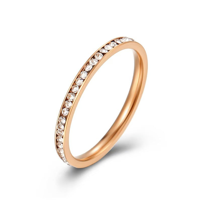 Titanium Steel Baby's Breath Star Row Diamond Ring Femme Mode Tempérament Bijoux Tous
