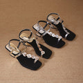 French straw flower toe set with loop sandals