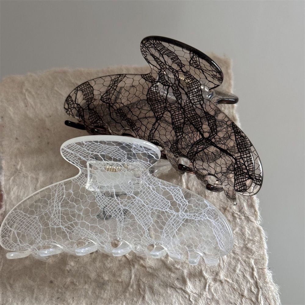 Élégante dentelle Acétate French-Style Retro Shark Clip pour les femmes