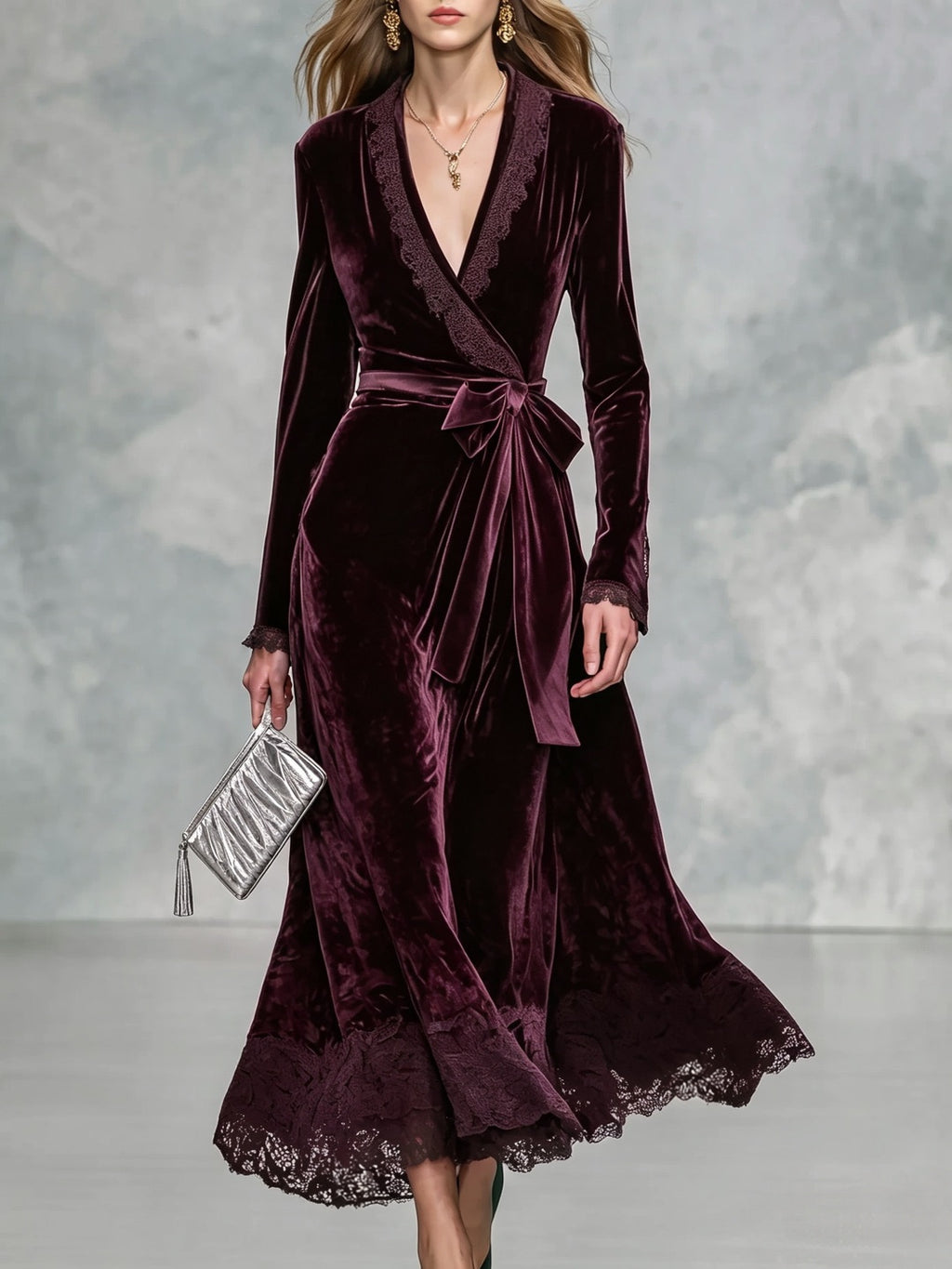 Vieille robe en dentelle-patchwork Dentelle-Up taille-piquant pour les femmes