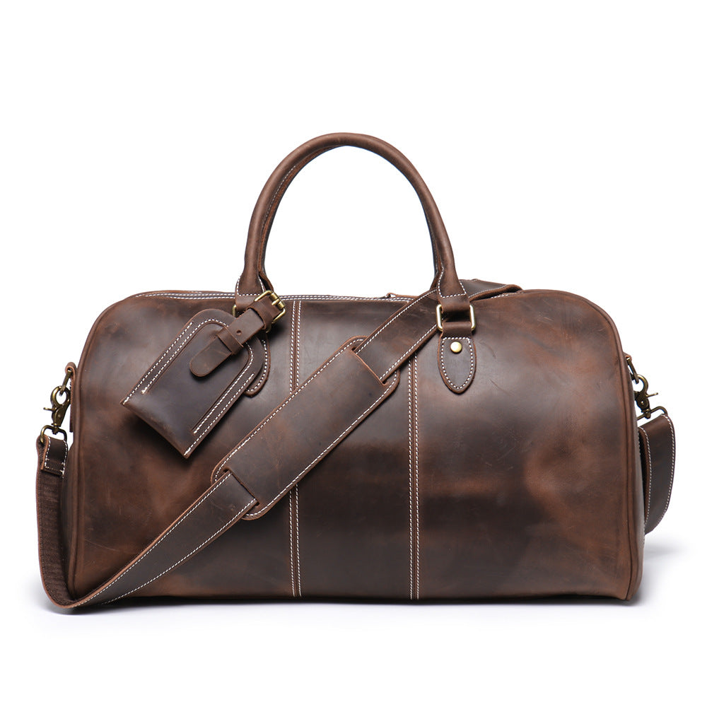 Sac de voyage portable en cuir véritable pour hommes rétro