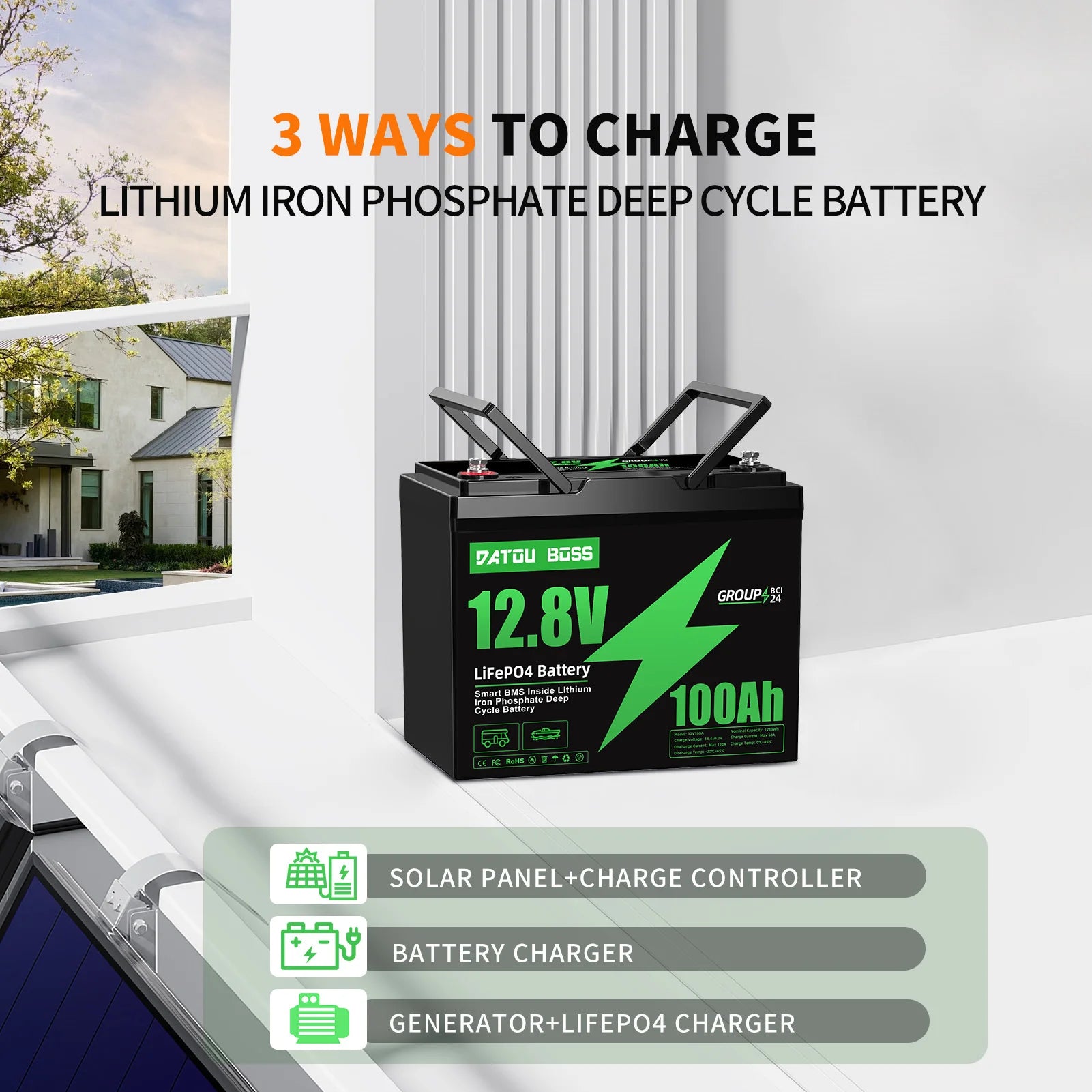 Système de production d'énergie solaire menant à la batterie au lithium