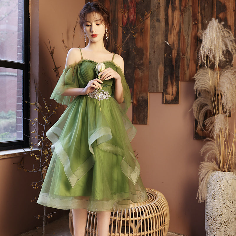 Robe de mariée verte Guzheng Art Examen Solo