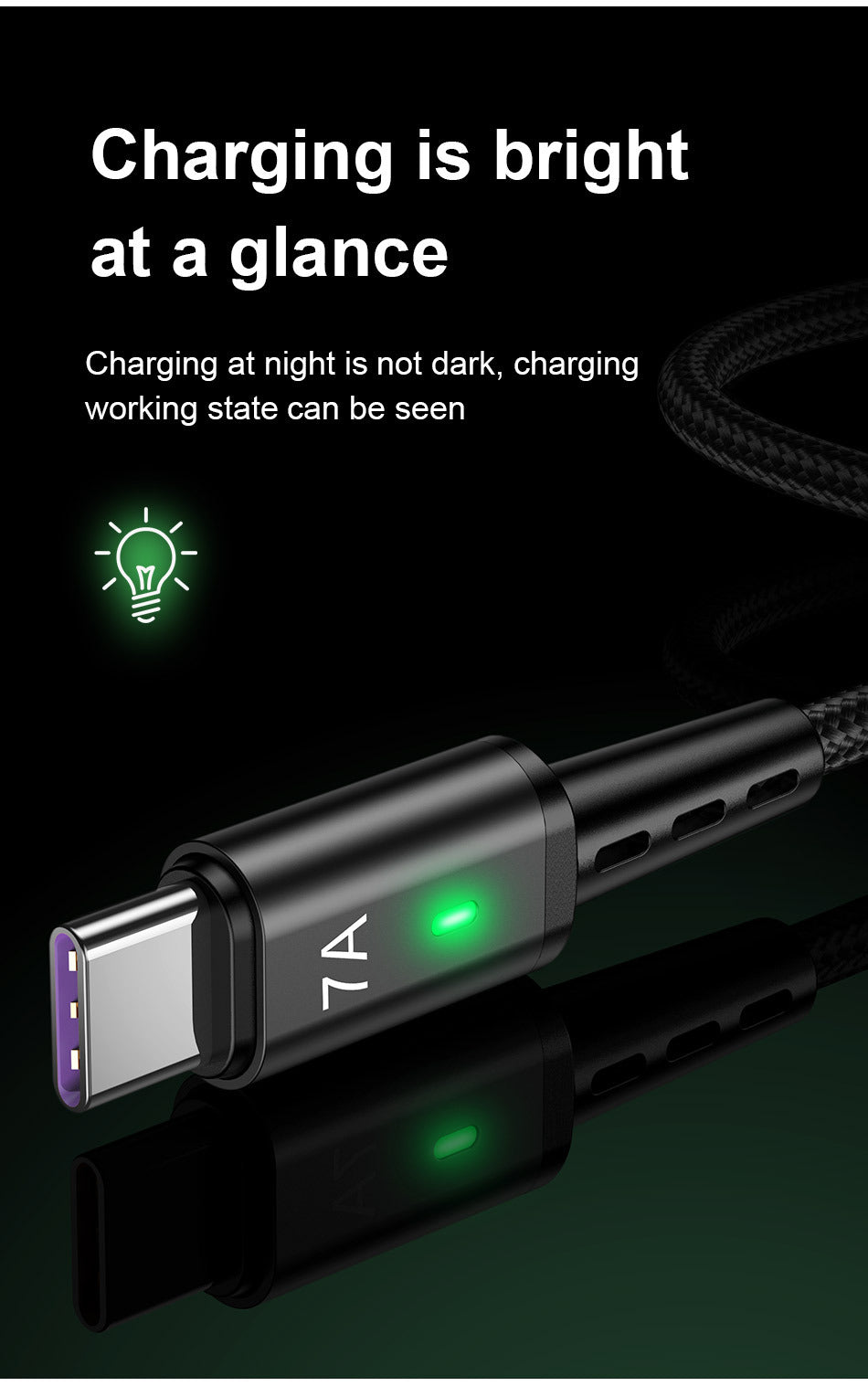 7A Android tressé long 2M câble de charge