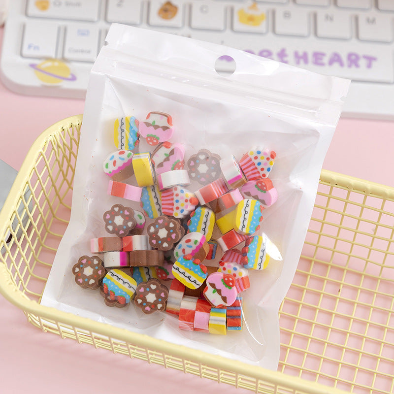 50 PCs Sacs de film perlescents Fruit Cartoon Mini Eraser