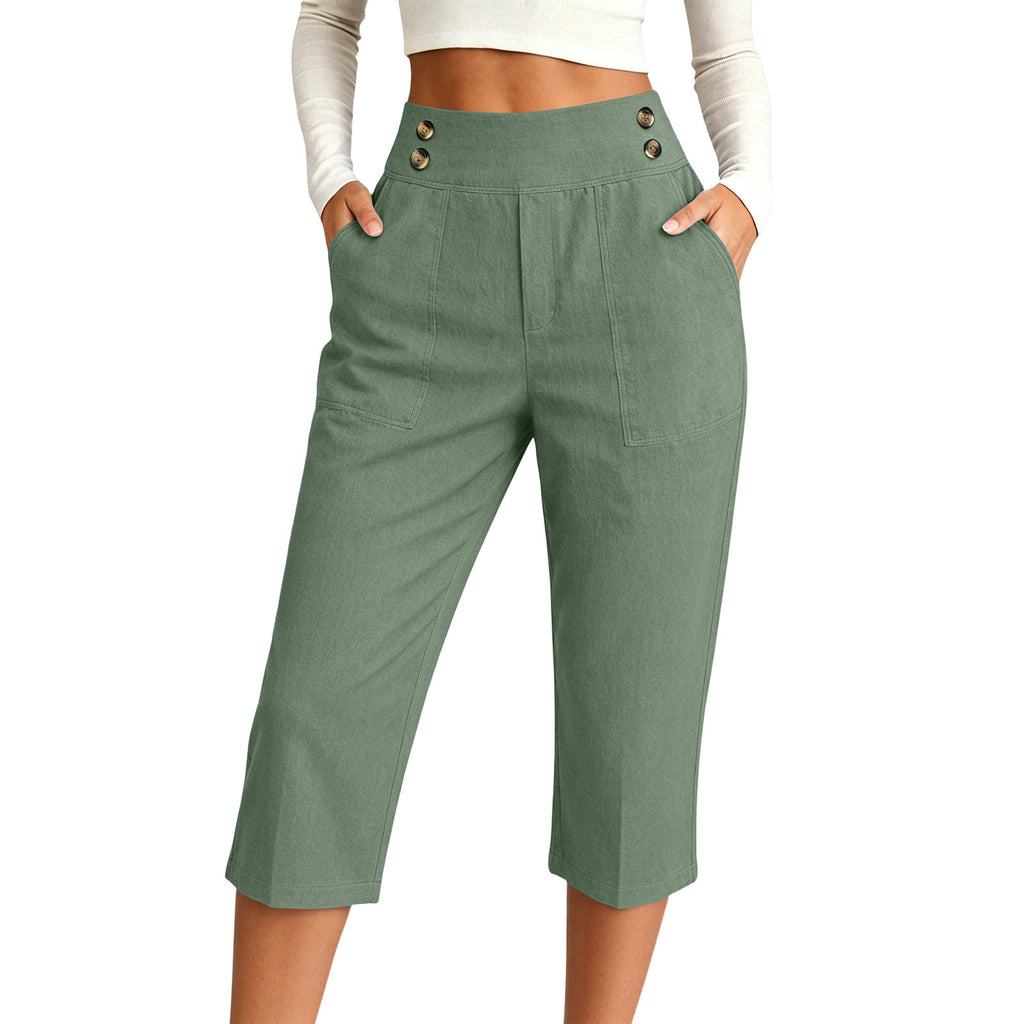 Femmes S Fashionable haute taille pantalons de trois quarts de longueur dans le style européen occasionnel pour Dai
