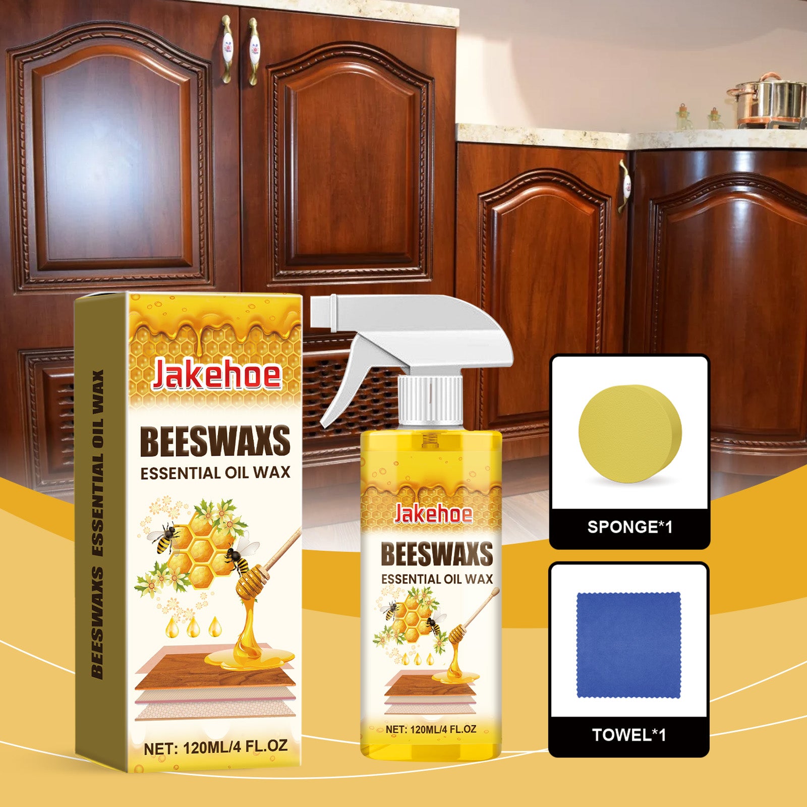 Vaporisateur de cire d'abeille polissant le bois 120ml